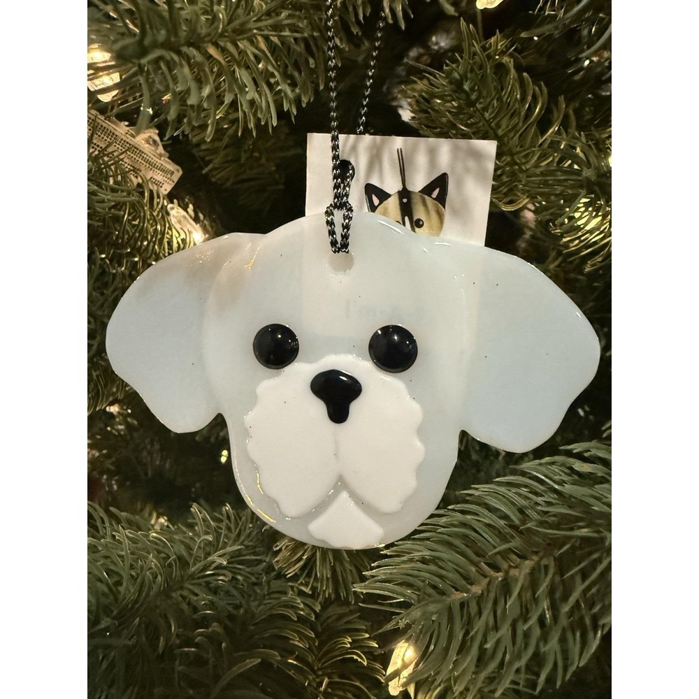 Charlotte Behrens Fused Glass Dog Ornament w/ Tags | White House Artist‎ USA